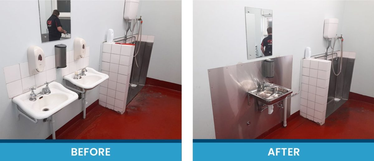commercial plumbing - toilet before after image