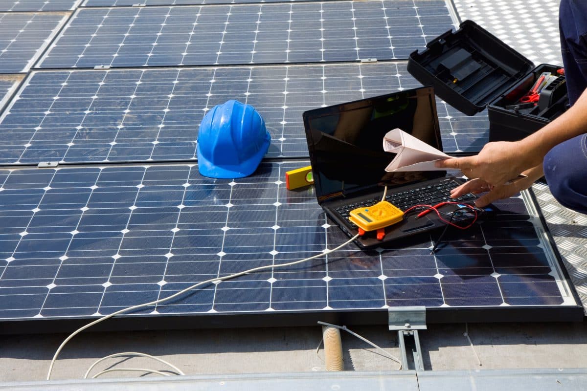 Installation of PV solar panels.